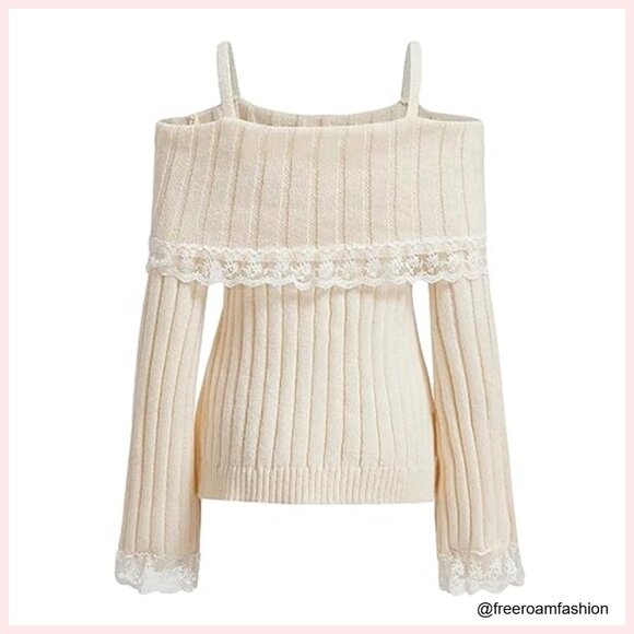 Fairy Grunge Long Sleeve Lace Patchwork Blouse Slim Fit Y2K Top - Picture 5 of 6